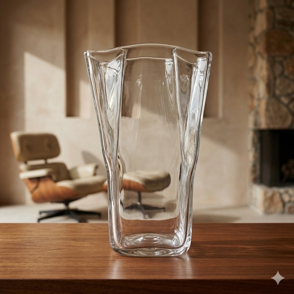 Vintage Blenko 8813M Crystal Hand Blown Paper Bag Vase